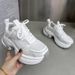 Dad Ins Trendy Female 2025 Spring New Arrival Thick Sole Platform Small 7cm Mesh Breathable Casual Leather Shoes_vogvips.com