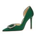 626-K69 European And American Style Side Cutout Pointed Toe Shallow Women's Shoes With Rhinestone Buckle, Stiletto High_vogvips.com