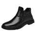 Martin Boots Men's Leather Boots Men's Fleece Thermal Boots Zip Chelsea Boots_vogvips.com