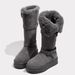 Grey Fleece Thick-soled Long Snow Boots For Women's Winter New Style Warm Cotton Shoes_vogvips.com