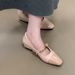 Mary Jane Shoes, Patent Leather, Color-blocked Bow, Square Toe, Nude, Light Opening Single Shoes_vogvips.com