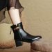 Chunky Heel Short Boots For Women Spring And Autumn Single Boots 2025 New Mid-Calf Leather Boots Brown French Square Toe Slimming_vogvips.com
