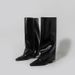 Women's Dark Aesthetic Black Knee High Boots With Pointed Toe And Platform Heel Edgy Gothic Straight Cut Riding Boots Fashionable Chunky Heel Boots_vogvips.com