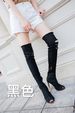 2017 New Peep Toe Cowhide Stiletto Heel Over-the-Knee Boots Same Style Slim Leg Elastic Sandals Plus Size_vogvips.com