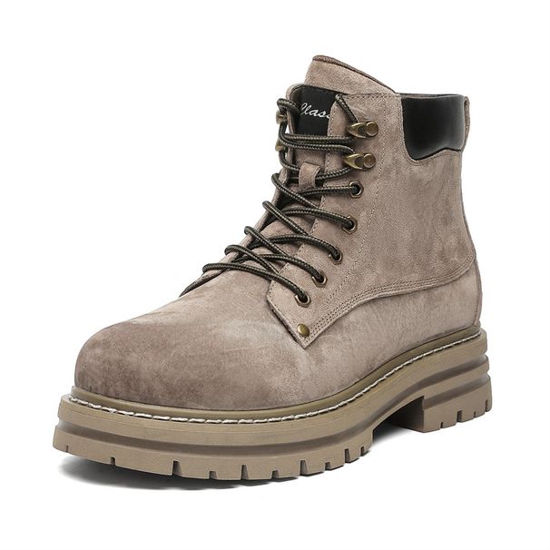 Thick-soled Heightening Rhubarb Boots, Men's And Women's Martin Boots, Casual Mountaineering Kicks, Not Bad Tooling Boots_vogvips.com