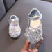 Girl Princess Square Mouth Rhinestone Bow Single Shoe Shoes Show Dance Shoe Girls_vogvips.com