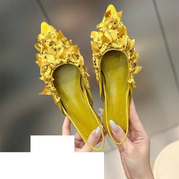 Women's Elegant Bow Flat Sandals Pointed Toe French-Inspired Comfortable Summer Shoes Versatile Low Heel Pointed Toe Single Shoes_vogvips.com
