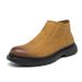 Retro Tooling Boots Men's Thick-soled Heightening Rhubarb Boots Side Zipper Short Boots_vogvips.com