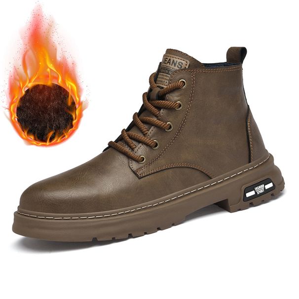 Large Size Velvet Martin Boots Men's High-top Leather Boots Casual Retro Thermal Tooling Locomotive Boots_vogvips.com