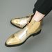 High-top Golden Shoes, Stylish Pointed-toe Chelsea Niche Martin Boots, Men's British Shiny Leather Popular Shoes_vogvips.com