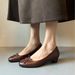 In-stock Soft Leather Shallow-cut French-style Low-heeled For Commuting, Bow-tie Mary Jane , Black Evening Women's_vogvips.com