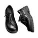 ShoeVault Inner Height Increase Wrinkled Trendy Thick Sole Raised Leather Men And Women Casual British Style Derby Black Commuting_vogvips.com