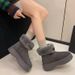 Thick Soled Snow Boots For Women, Versatile With Added Fleece And Thick Thickness, Suitable For Both Wearing And Short Sleeved Snow Cotton Shoes_vogvips.com