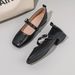 French Square Head Soft Sole Mary Jane Shoes Late Evening Breeze Word With Light Mouth Single Shoes Low Heel_vogvips.com