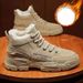 Men's Winter Work Boots High Top Casual Shoes With Fleece Lining, Waterproof Anti-Slip Rubber Sole For Outdoor Snow Hiking_vogvips.com