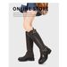 Retro Maillard Women's Slip-On Boots Autumn/Winter Round Toe Distressed Color Over-The-Knee Rider New Style_vogvips.com