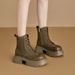 2025 New British Style Yellow For Women Thick Sole Genuine Leather Martin Lace-up Casual Chunky Heel Short Boots_vogvips.com