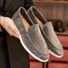Euro Step British Style Flat Handmade Casual Shoes Men's Slip-On Genuine Leather Loafers_vogvips.com