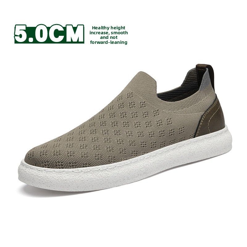 Retro Board Shoes Fly-woven Cowhide Mesh Shoes Comfortable Invisible Inner Height-increasing Mesh Board Shoes_vogvips.com