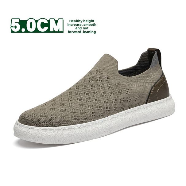 Retro Board Shoes Fly-woven Cowhide Mesh Shoes Comfortable Invisible Inner Height-increasing Mesh Board Shoes_vogvips.com