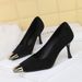 321-10 European And American Style Party Shallow Metal Square Toe, Suede Women's Shoes With Thin Heels, Elegant_vogvips.com