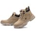 Men's High Top Steel Toe Safety Boots, Anti-Smashing Anti-Puncture, Microfiber Leather Upper, EVA Sole For Miners, Construction & Factory Workers_vogvips.com