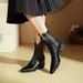 Pointed Toe High Heel Ankle Boots For Women 2025 Super Popular Boots Chunky Heel Slim Boots French Style New Brown Mid-Calf Women'_vogvips.com