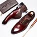 Suit leather shoes Men's business English leather abrasive leather wedding handmade Oxford shoes pointed men's shoes_vogvips.com