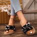 Women's Fashionable Non-Slip Wear-Resistant College Vacation Beach Style Bright Diamond Flower Flat Heel Flip Flops_vogvips.com
