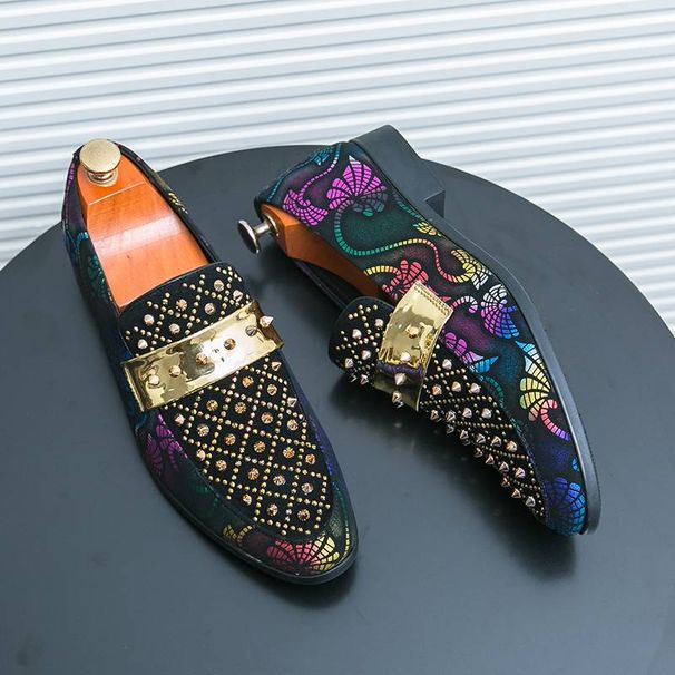New Fashion Trendy Men's Shoes, Personalized Rivet Dress, Loafers, British Style, Lazy Fashion Nightclub Banquet Dress, Leather Shoes_vogvips.com