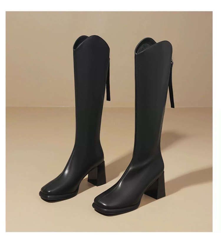 2025 Slimming Long Boots V-neck, Petite Tall Boots, Slim Boots For Women 2025 Autumn/winter New High-heeled Knight Boots, Long Boots_vogvips.com