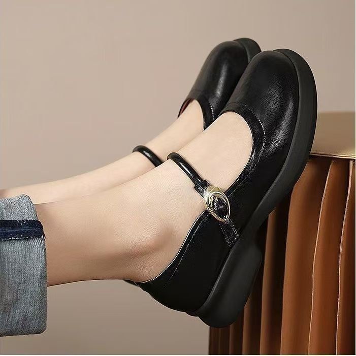 Soft-soled Small Leather Shoes, Single Shoes, Rare Shoes, Round Head, Shallow Mouth, One-word Mary Women's Shoes_vogvips.com