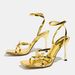 Factory Direct Sales Cross-border Foreign Trade Women's High-heeled Shoes With Gold Butterfly Design, PU Leather Square_vogvips.com