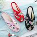 Embroidered Cloth Shoes, Fabric Outer Summer Cool Slippers, Chinese Style Auspicious Clouds, Fish Mouth Women's Shoes_vogvips.com