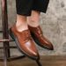 Euro Step 2025 New Business Casual Men's Brogue Trendy Handsome Leather Shoes_vogvips.com