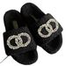Autumn Winter New Furry Style Rhinestone Lazy Thick Sole Slippers For Outdoor And Indoor Wear Flat Warm Lamb Wool_vogvips.com