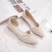Single Female Pointed Flat Bottom Night Wind Fairy Soft Leather Beanie Shoes_vogvips.com