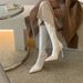 Elegant Pointed-Toe High Heel Knee-High Boots For Women - Stretch PU Slim Fit Boots With Side Zipper, Comfortable & Stylish_vogvips.com