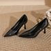 French Pointed Patent Leather Low-heeled Slip-on Shoes, Versatile And Comfortable For Daily Work And Office Wear, Professional High-heeled Shoes_vogvips.com