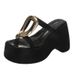 Women's Platform Wedge Sandals Summer Style 2025 New Arrival Versatile Petite Height Increasing One Strap With Metal Buckle_vogvips.com