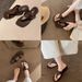 Sheepskin Version Grape Mom Same Style Herringbone Metal Toe Genuine Leather Slippers For Women Summer Outdoor Square Toe Low Heel Sandals_vogvips.com