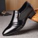 Men's Genuine Leather Oxford Dress Shoes Low Heel Slip-On Comfortable_vogvips.com