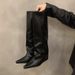 Pointed Toe Chunky Heel Knee-High Boots For Women - Stacked Shaft Retro Riding Boots With PU Upper & Side Zipper | 6-8cm Platform Heel_vogvips.com