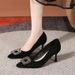Elegant Rhinestone Square Buckle Pointed-toe High Heel Shoes, 7.5 Cm, Versatile, Fashionable, Comfortable, Suede Surface Women's Shoes_vogvips.com
