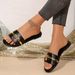 Women's Shoes New Fashion Slippers With Cherry Buckle, Versatile Solid Color Metal Decoration, Round-Toe Flat Sandals_vogvips.com