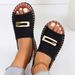 New European And American Style Flat Sandals For Women, Cross-border Fabric Elastic Band With Metal Decorations, Plus_vogvips.com