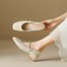 Women's Single-strap Pearl-decorated 2026 Four-season Model, Square-toed Soft Leather Chunky Heel Shoes, Fashionable And_vogvips.com