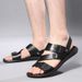 Men's Leather Sandals Casual Trend Beach Shoes Flip-Flops A Pair Of Men's Slippers_vogvips.com