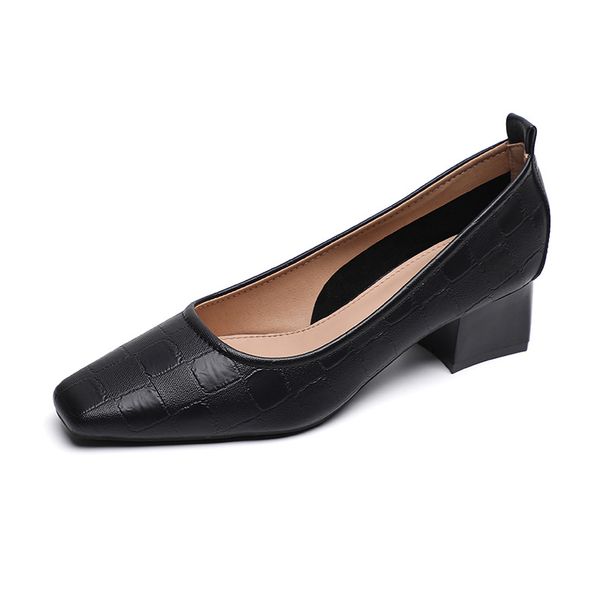 Pointed Single Shoes Women's Thick Heel Autumn Versatile Soft Sole Doudou Shoes Large Size Ladyshoes_vogvips.com
