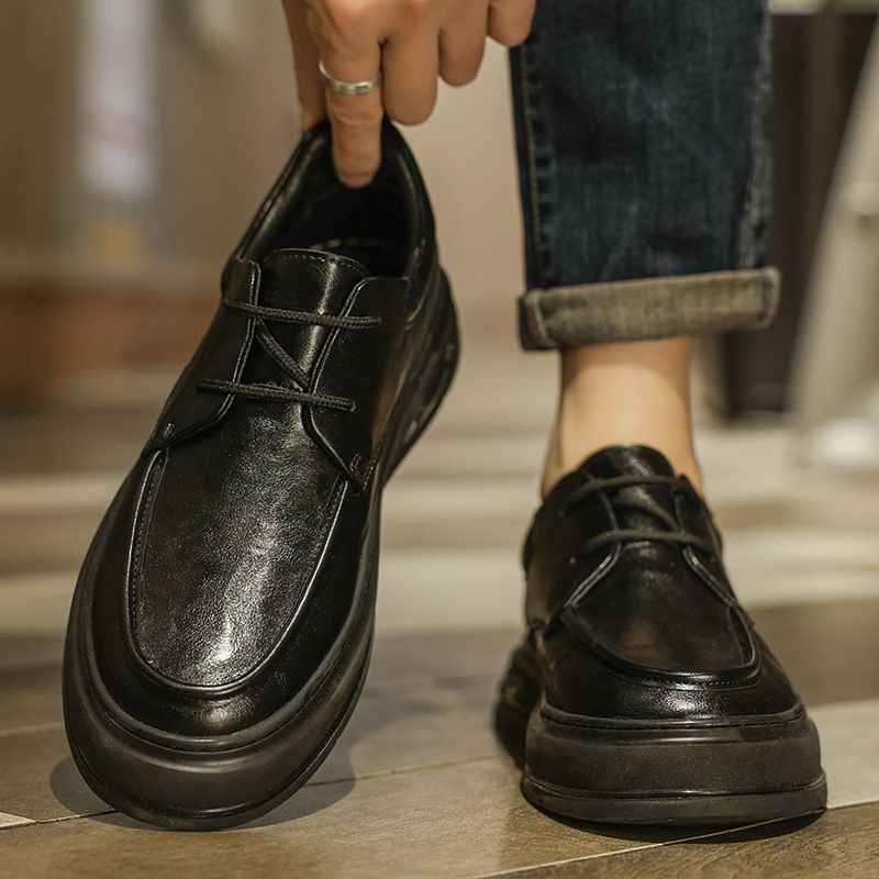 Men's New Spring Leather Shoes, British Style, Durable, Height-increasing, Casual, Versatile, Retro, Sporty, Fashionable_vogvips.com